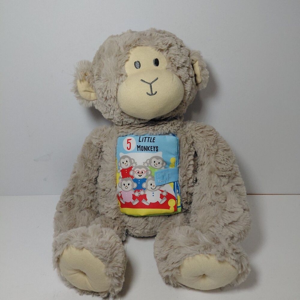 Soft Plush Monkey DEMDACO Five Little Monkeys Cloth Book 12"